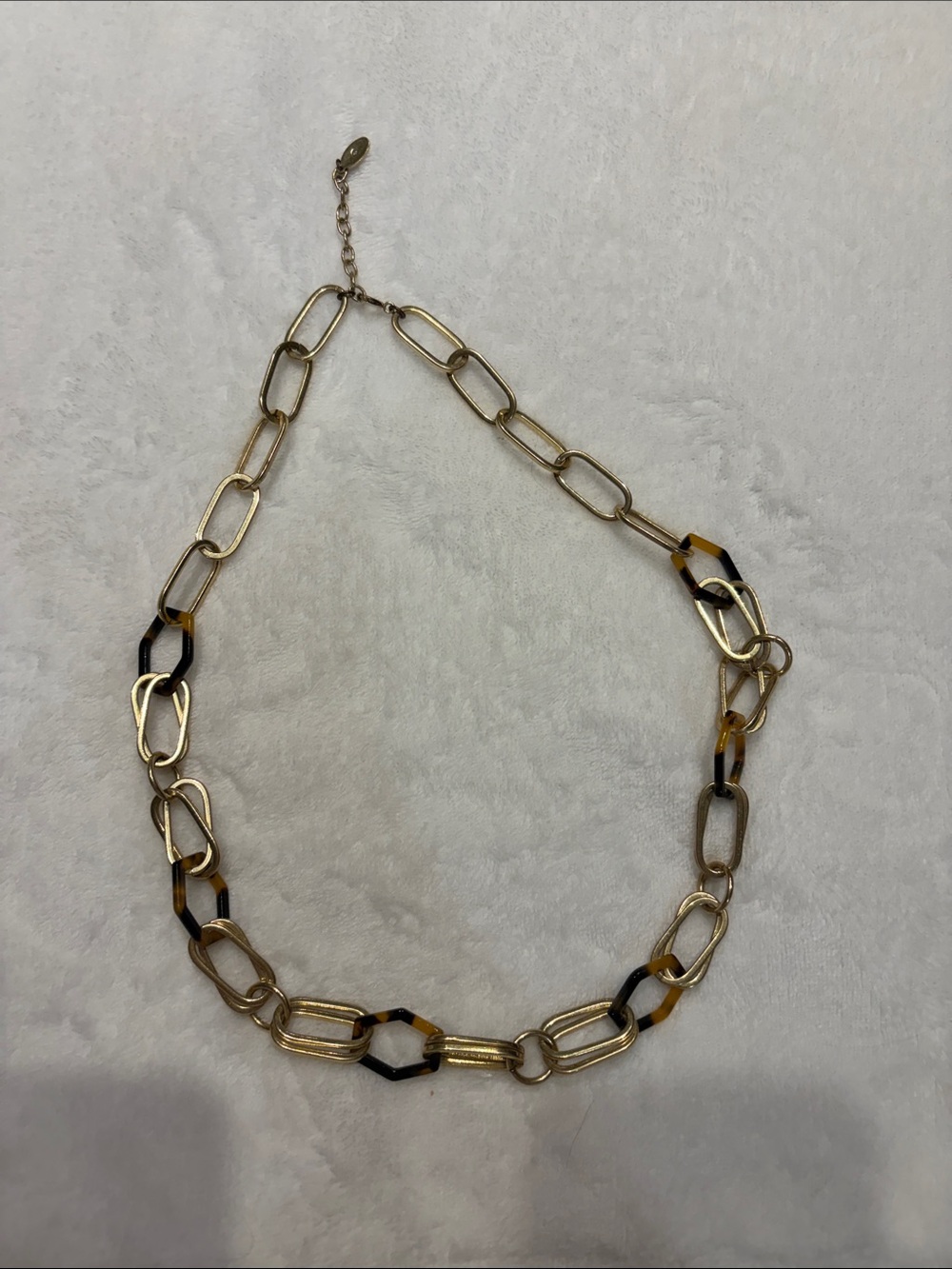 Gold Link Necklace with Tortoiseshell Accents - Women Jewelry